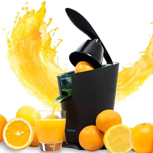 FOHERE Exprimidor eléctrico de jugo de naranja con dos conos  intercambiables, adecuado para naranja, limón y pomelo, acero inoxidable  cepillado